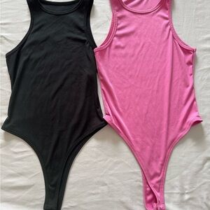 Chic Woman’s Bodysuit Duo - Black and Pink